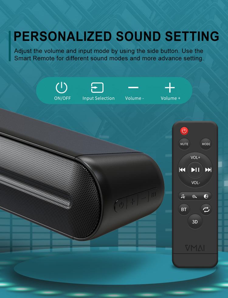 Mini Soundbar with Bluetooth 5.0 20 Inches